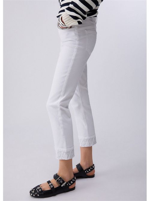 Pantaloni skinny con risvolto e strass LIU JO | UA6006T2594/11111